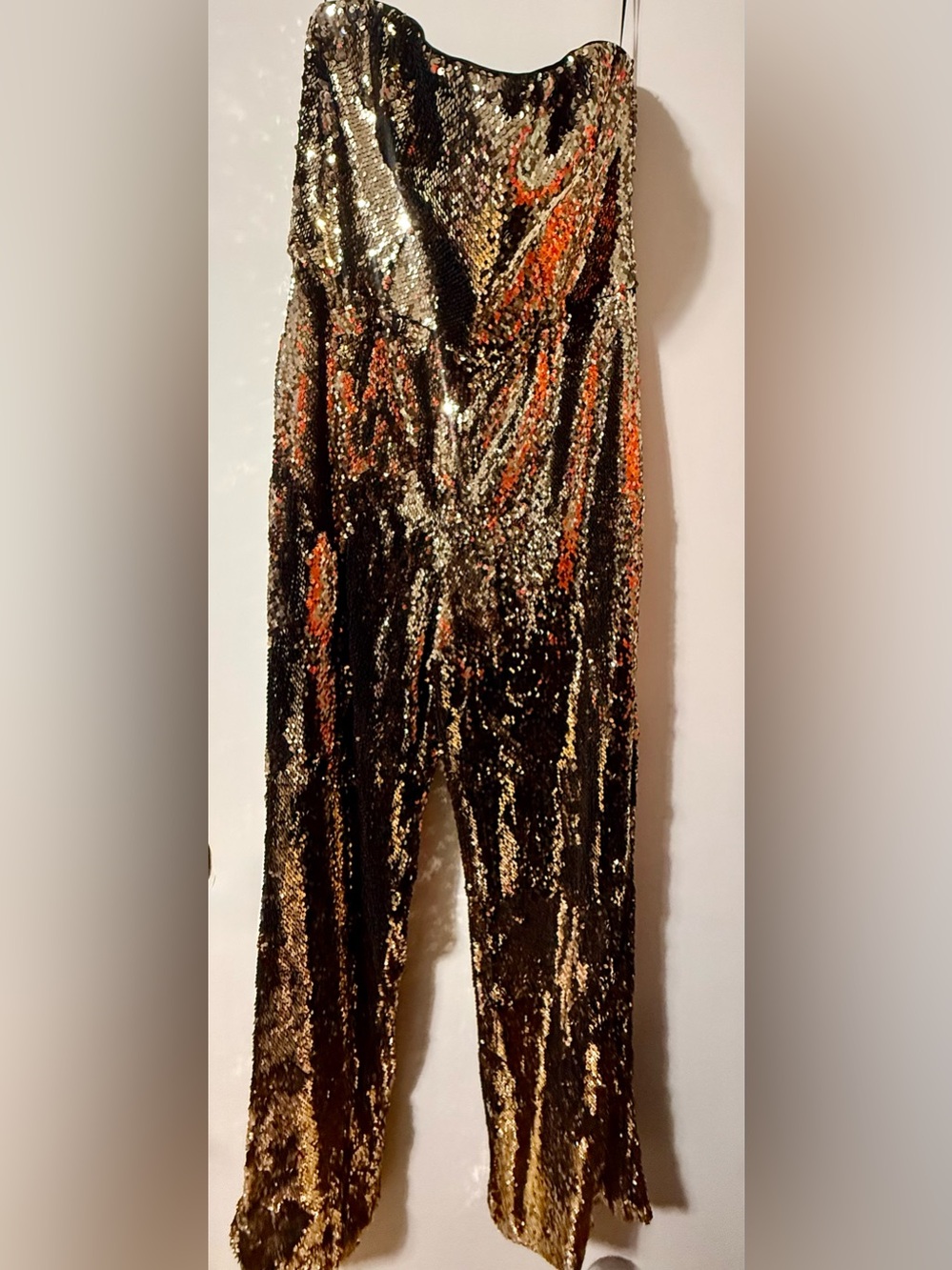 Dress the Population Strapless Sequin Jumpsuit Gold size Large MSRP $316 - Picture 2 of 2